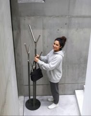 Saye Askılık Siyah Krom Metal Portmanto Modeli