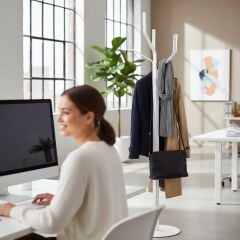 Elzem Beyaz Portmanto Metal Askılık Modeli