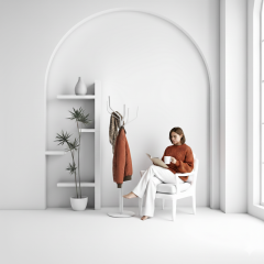 Elzem Beyaz Portmanto Metal Askılık Modeli