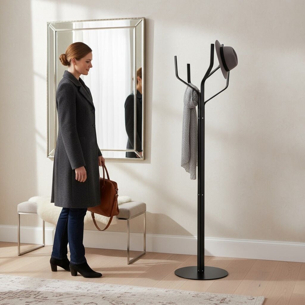 Elzem Siyah Portmanto Metal Askılık Modeli