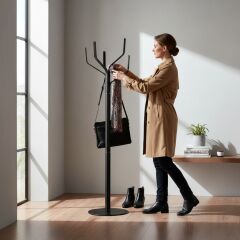 Elzem Siyah Portmanto Metal Askılık Modeli