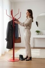 Elzem Kırmızı Portmanto Metal Askılık